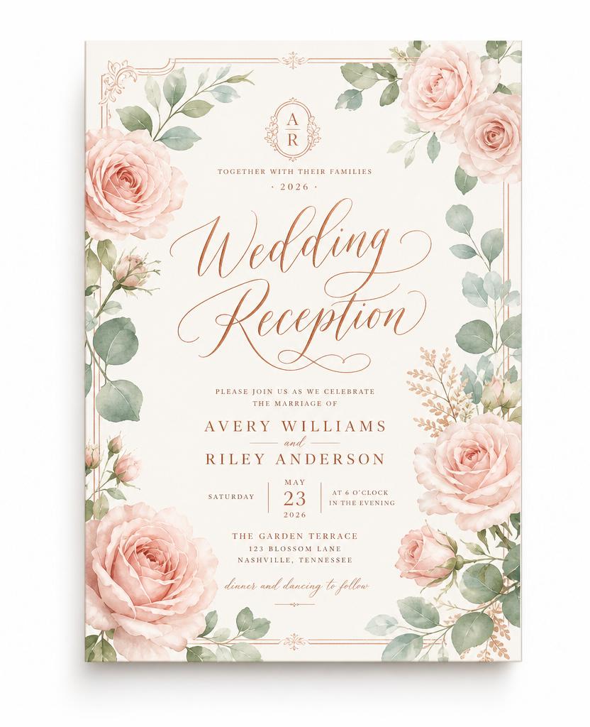 Elegant Wedding Reception invitation template